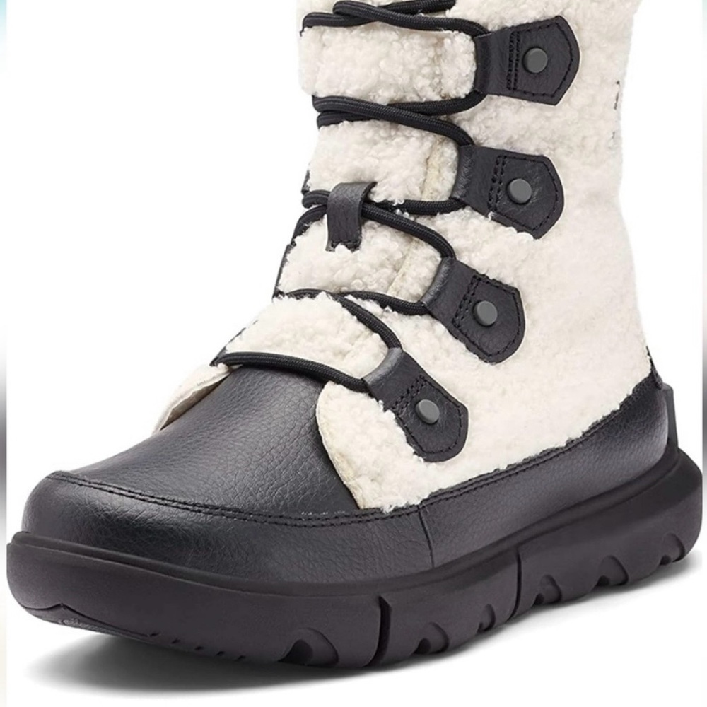 NEW Sorel Explorer II Joan Cozy Boot White/Black Sea Salt Size Women's 10